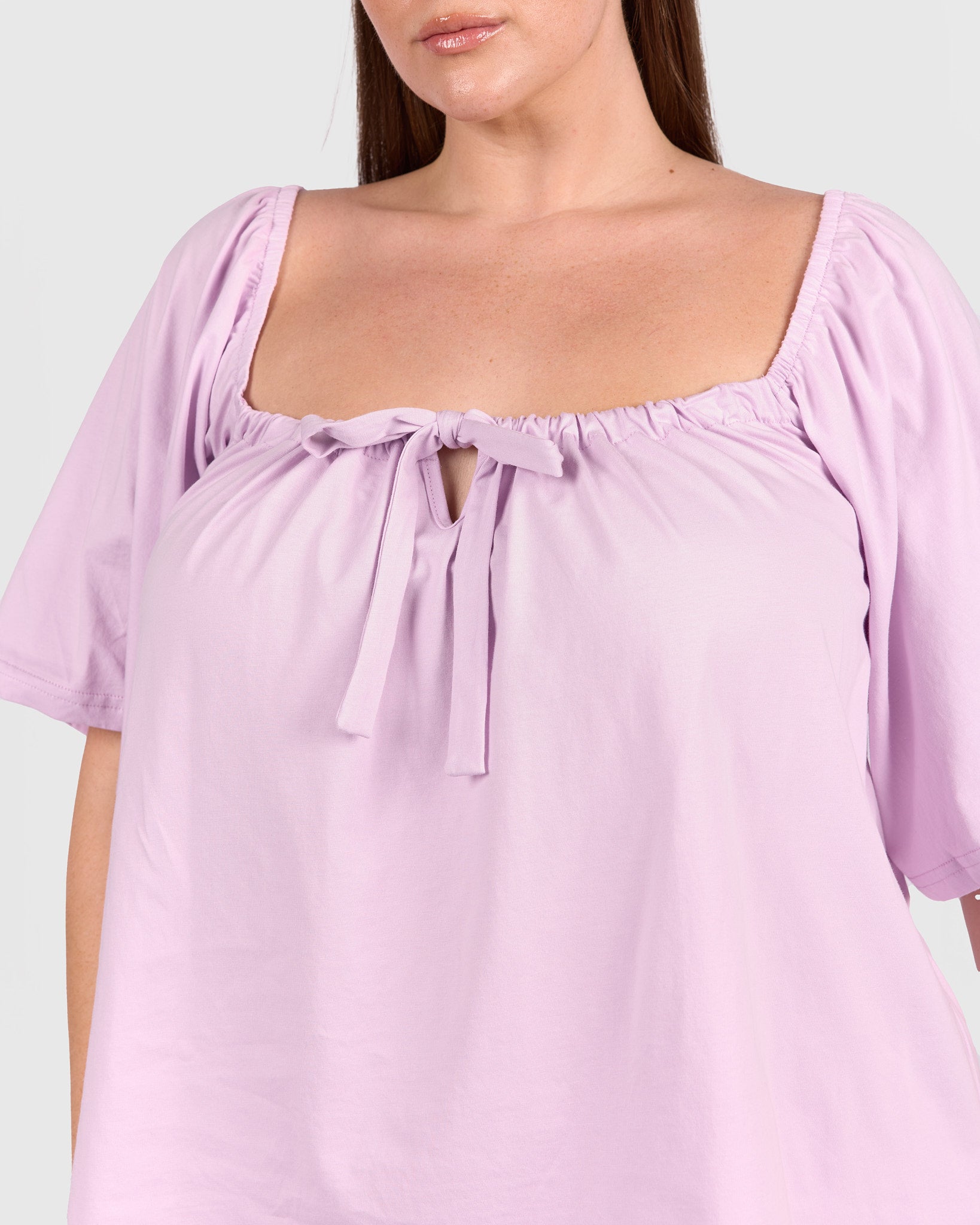 Details of breastfeeding access maternity friendly shirt.