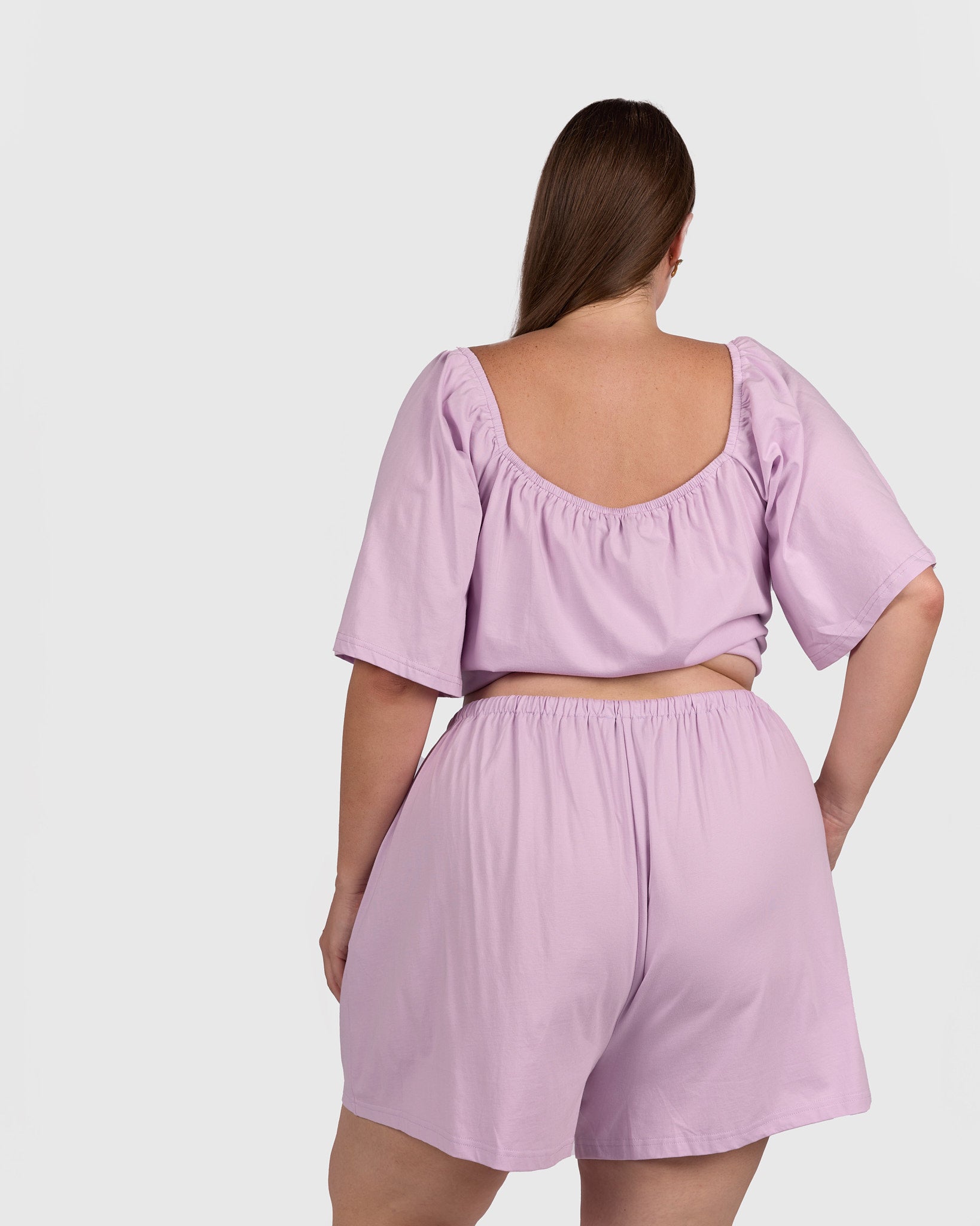 Back of lilac purple pyjama set.