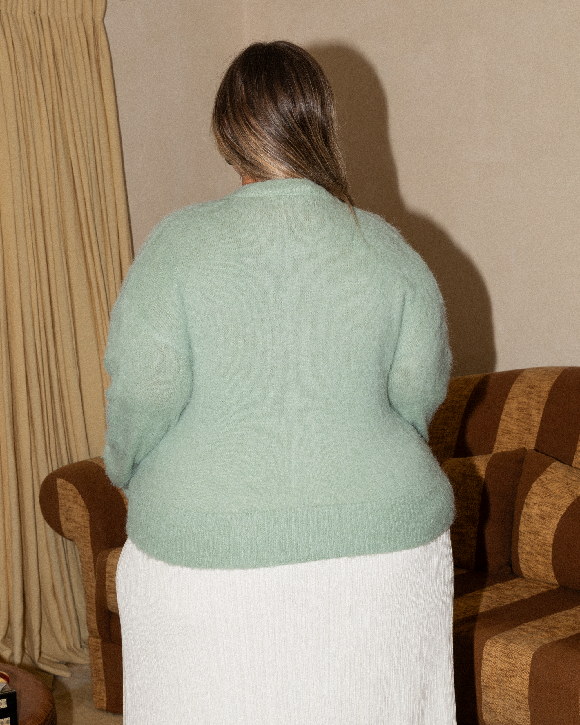 Courtney Cardi in Green - Breastfeeding Access Winter Cardigan - The Lullaby Club