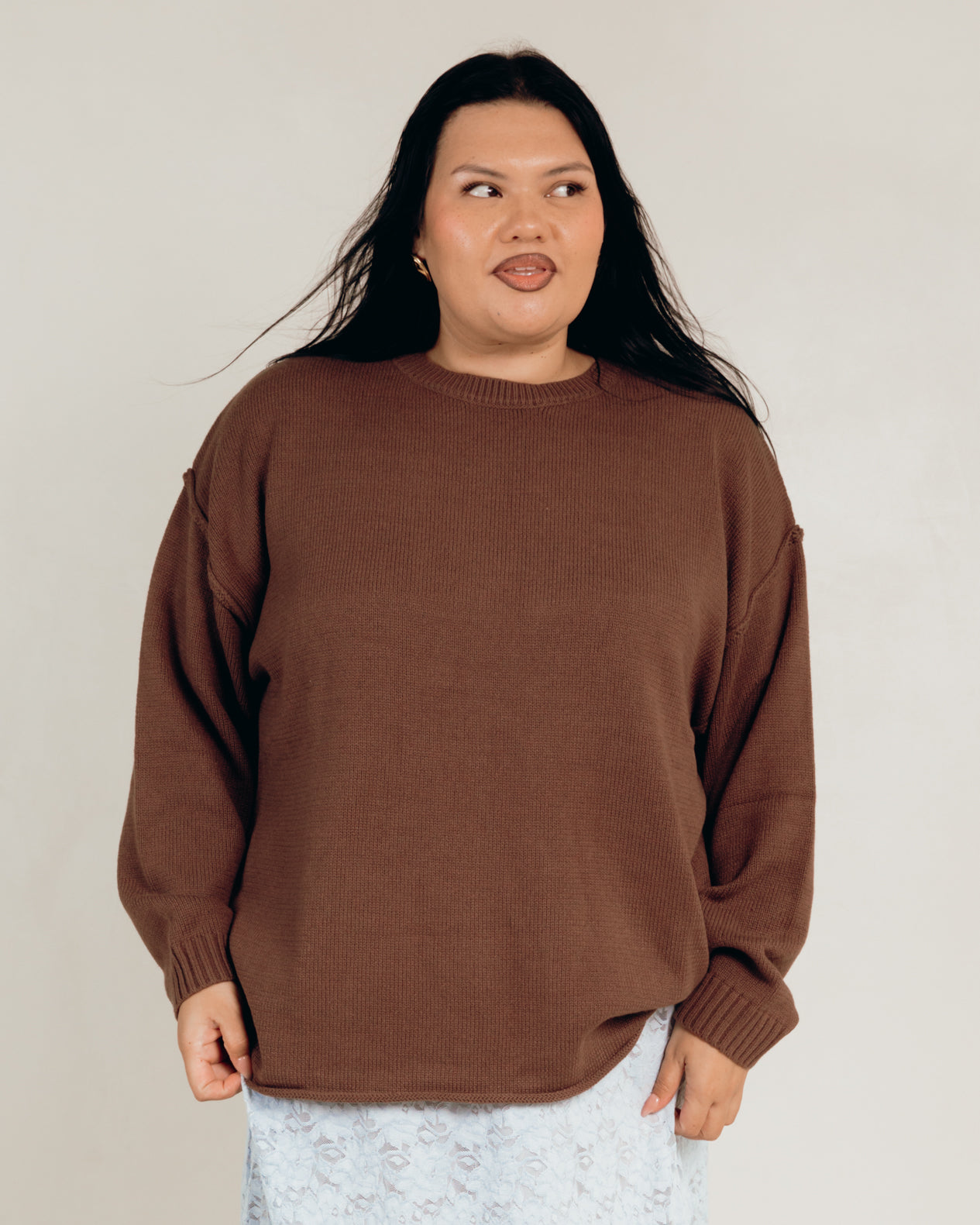 Ellie Knit in Chocolate - Comfortable Size Inclusive Knitwear - The Lullaby Club