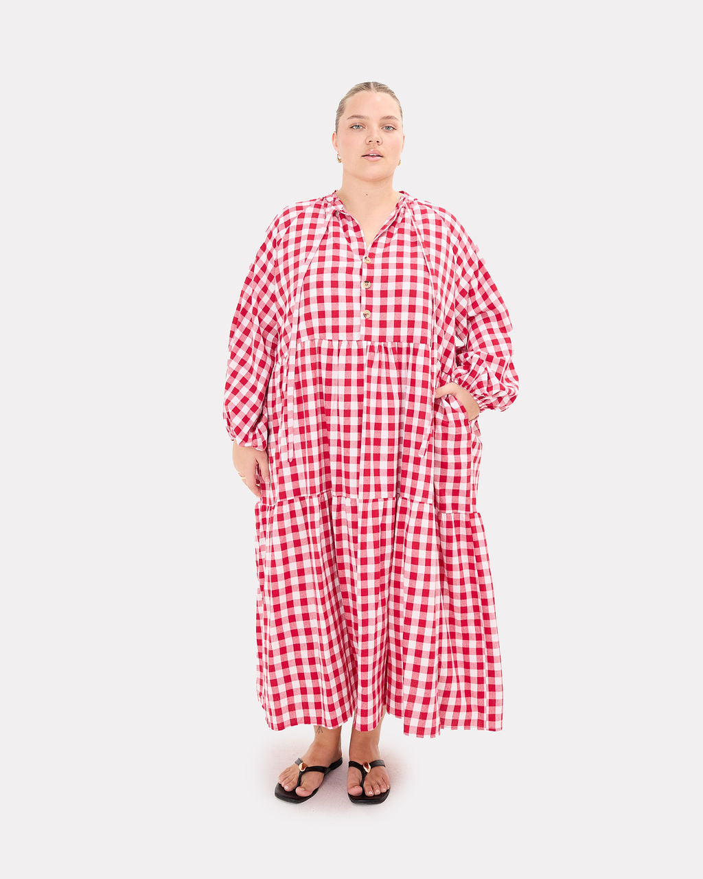 Maxi Avalon Smock in Red Gingham - Size Inclusive AU 6-26 - The Lullaby Club