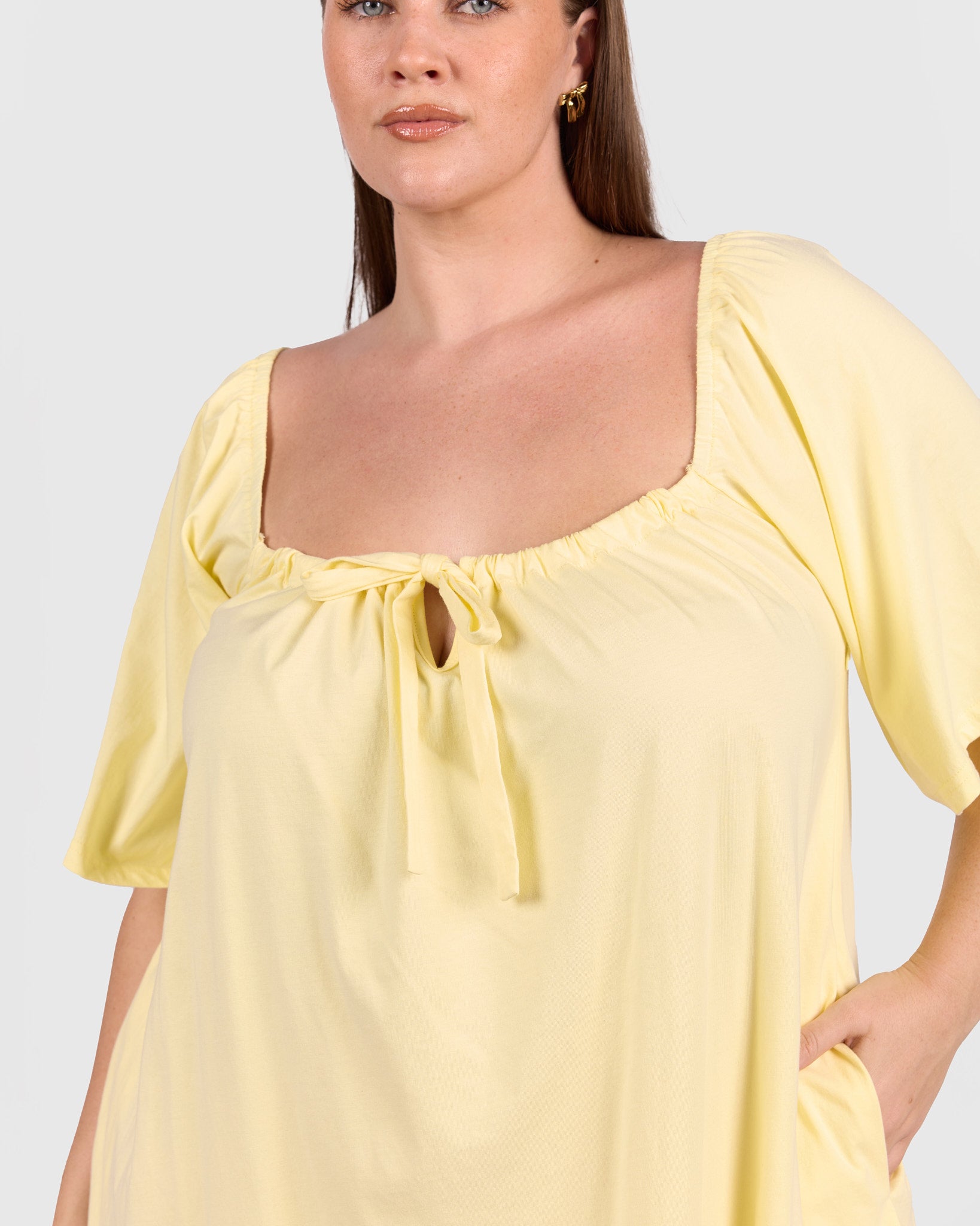 Ocean Nightie in Lemon - Front Ties - The Lullaby Club