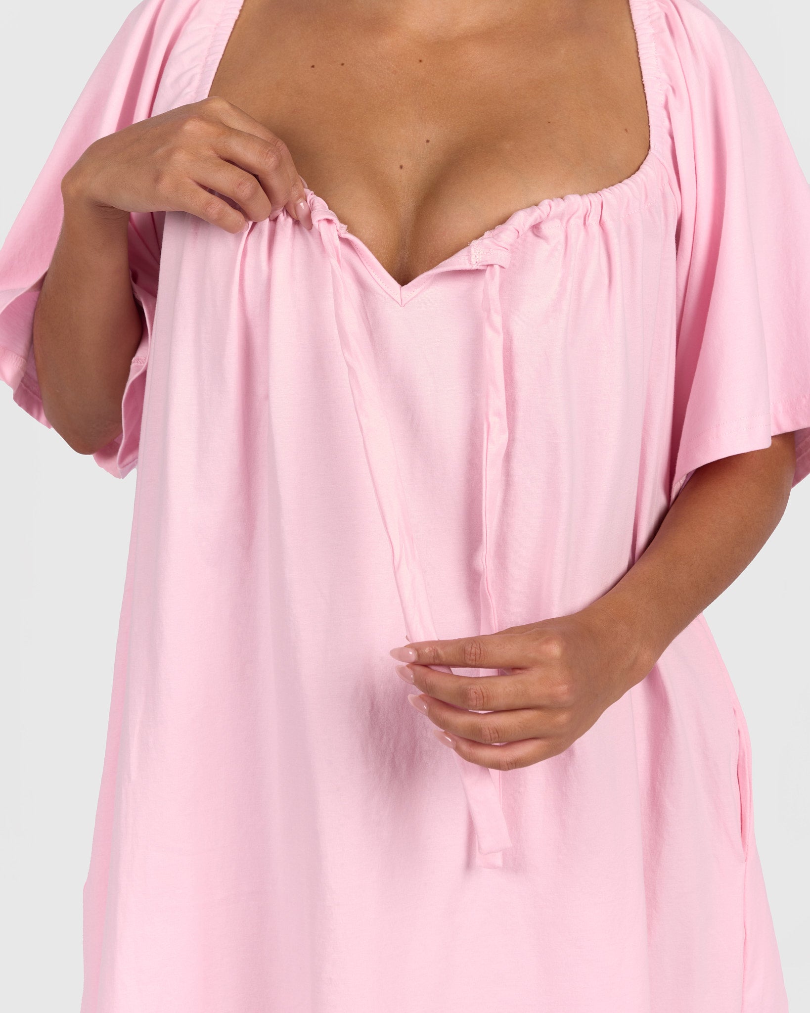 Ocean Nightie in Rosette - Front Tie Detail - The Lullaby Club