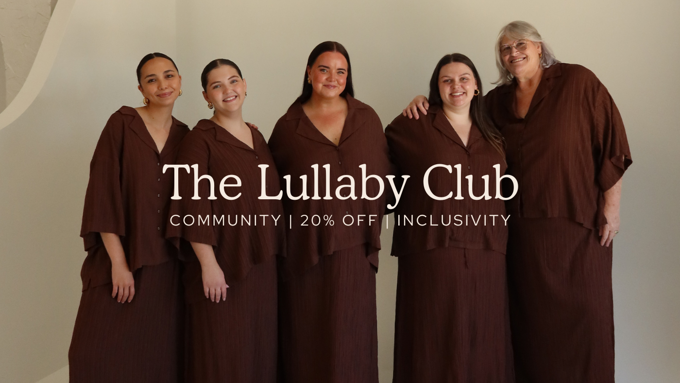 The Lullaby Club fit finder community members sizes xs-3xl in brown crepe