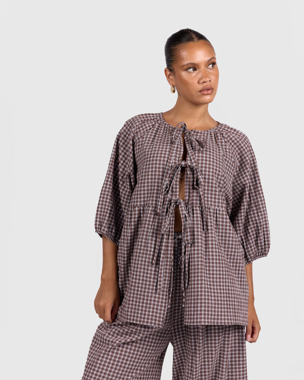 Florence top | Walnut Gingham