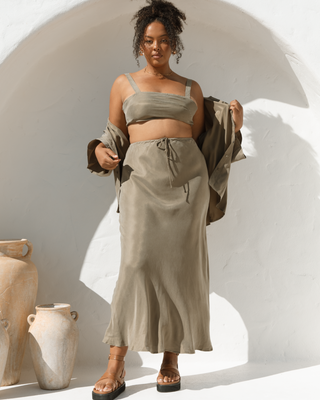 Enya Skirt & Crop Set | Olive