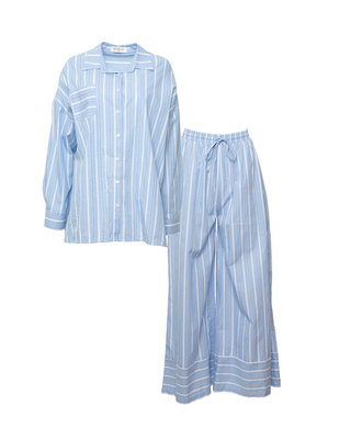 Sage Pants Set | Blue Stripe