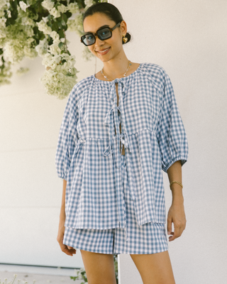 Florence Top | Blue Gingham