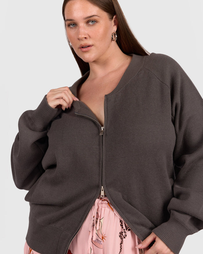 Darcy Knit Bomber | Charcoal