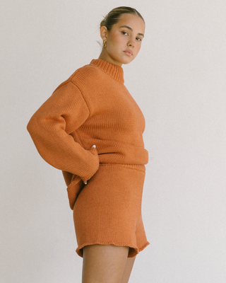 WAREHOUSE SALE | Sarah Chunky Knit Shorts | Burnt Orange