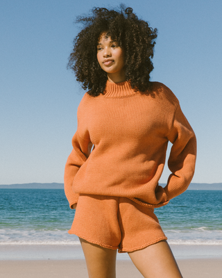 WAREHOUSE SALE | Sarah Chunky Knit Shorts | Burnt Orange