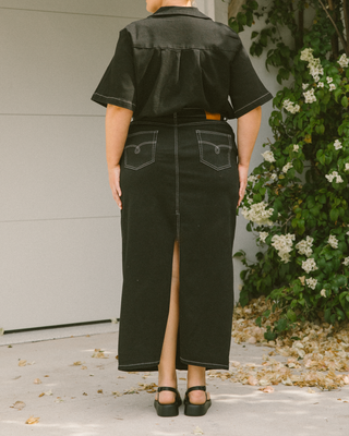 Lola Denim Maxi Skirt | Black Denim