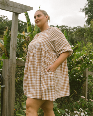 Florence Mini Dress | Caramel Gingham