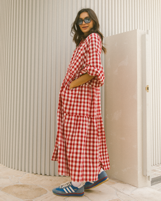 Maxi Avalon Smock Dress | Red Gingham