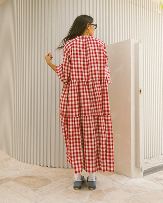 Maxi Avalon Smock Dress | Red Gingham