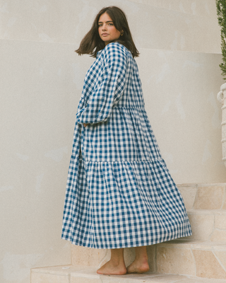 Maxi Avalon Smock Dress | Blue Gingham