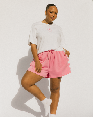 Essentials Track Shorts | Pink & White