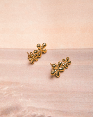 Sunlit Bloom Double Flower Earrings | Gold
