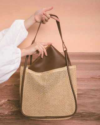 Azure Woven Handbag | Brown