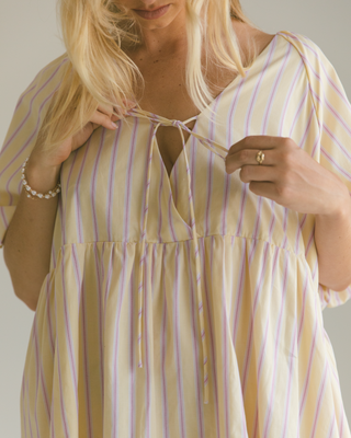 Frankie Dress | Yellow & Purple Stripe