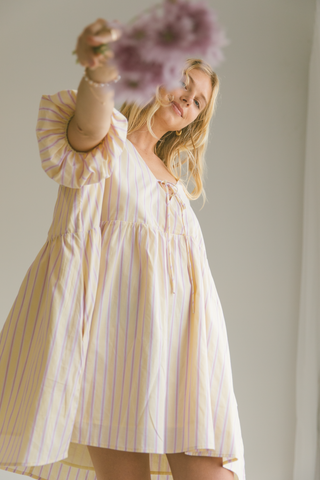 Frankie Dress | Yellow & Purple Stripe