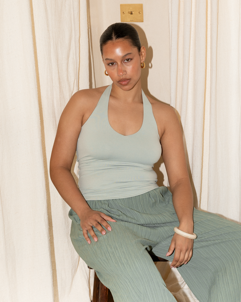 Butter Halter Top in Green - Size Inclusive Basics AU 6-26 - The Lullaby Club