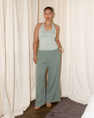 Butter Halter Top in Green - Spandex Stretchy Halter Top - The Lullaby Club