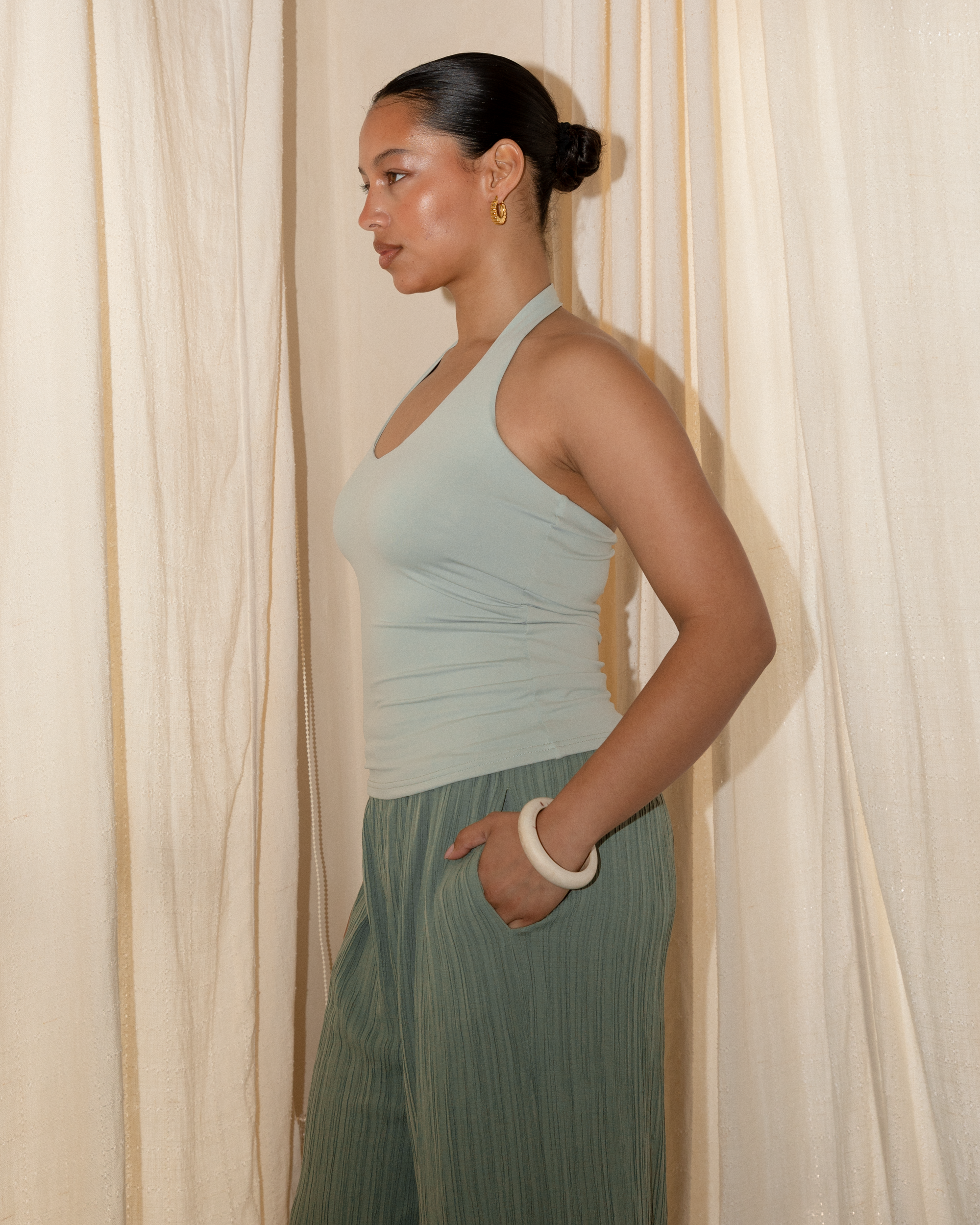 Butter Halter Top in Green - Bump Friendly  Basics - The Lullaby Club