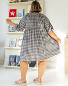 Florence Mini Dress in Denim Gingham - Reversible Maternity & Breastfeeding Friendly Dress - The Lullaby Club