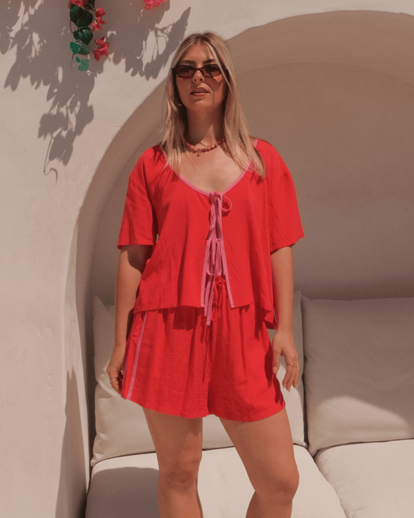 Gia Crop | Pink & Red