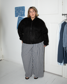 Lola Pants in Denim Gingham - Maternity Friendly Cotton Pants - The Lullaby Club