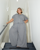 Lola Pants in Denim Gingham - Maternity Friendly Pants - The Lullaby Club