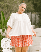 Matilda Maternity & Everyday Shorts - Red Gingham | Plus-Size & Postpartum Friendly Lounge Shorts