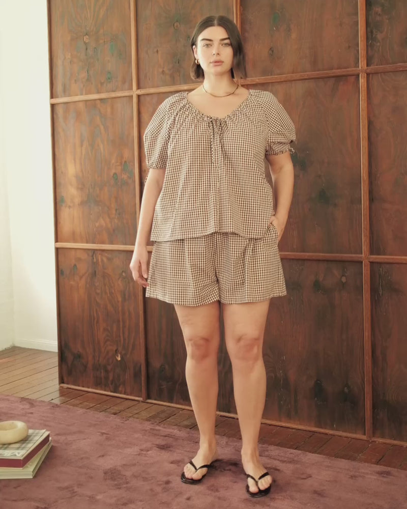 Harvey Top | Toffee Gingham