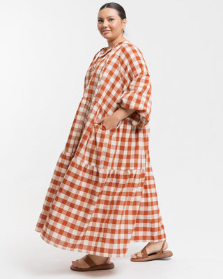 Maxi Avalon Smock Dress | Rust Gingham