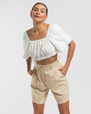 Maggie Tailored Shorts | Beige