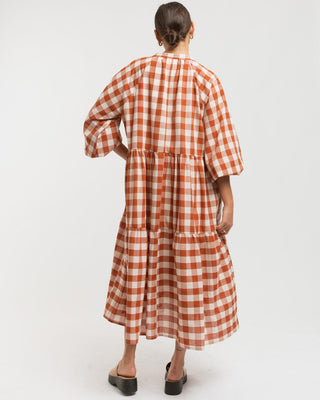 Maxi Avalon Smock Dress | Rust Gingham