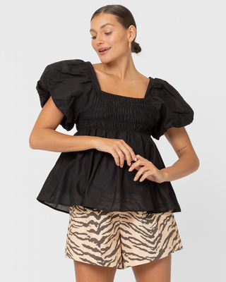 Amber Baby Doll Top | Black