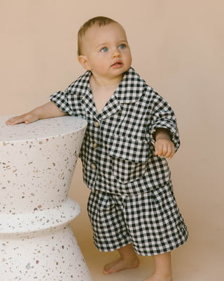 The Lullaby Club_Mini Lounge Set_Kids Shorts and button up shirt